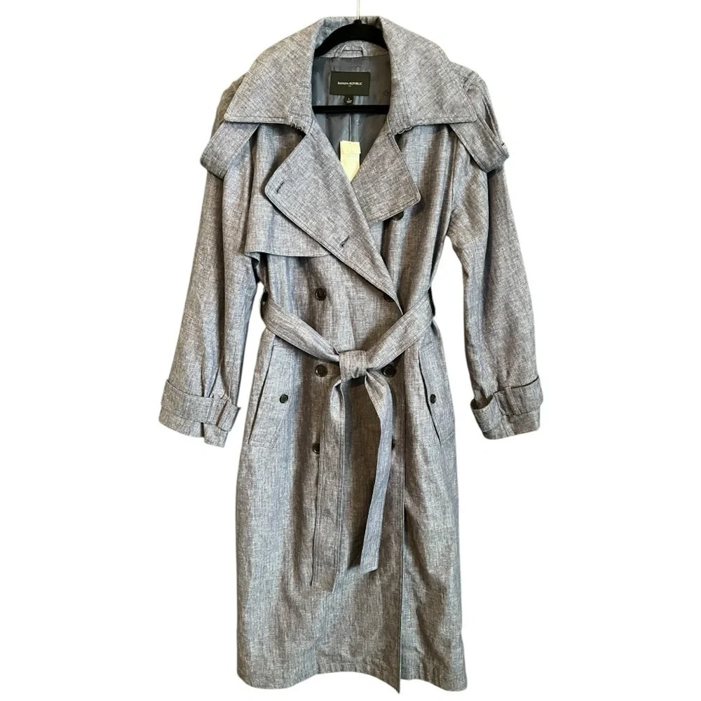 Banana Republic Classic Herringbone Linen Blend Trench Coat